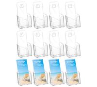 Viymgit Lot de 12 supports de brochure en acrylique de 10,2 cm - Support mural/comptoir - En plastique transparent - Pour organiser des dépliants, dépliants, documents, littérature