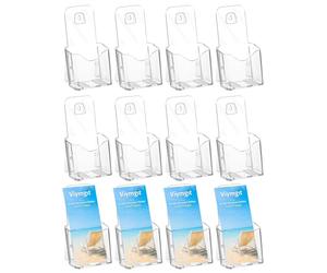 Viymgit Lot de 12 supports de brochure en acrylique de 10,2 cm - Support mural/comptoir - En plastique transparent - Pour organiser des dépliants, dépliants, documents, littérature