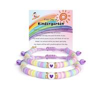 VIYPDRST Ensemble de bracelets assortis pour le premier jour d'école maman et moi - Cadeau de rentrée scolaire - Bracelet de vœux en forme de cœur - Bracelets en argile - Ensemble de bijoux, One Size