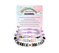 VIYPDRST Ensemble de bracelets assortis pour le premier jour d'école maman et moi - Cadeau de rentrée scolaire - Bracelet de vœux en forme de cœur - Bracelets en argile - Ensemble de bijoux, One Size