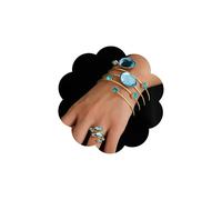 VIYPDRST Ensemble de bracelets ouverts en or pour femme avec gros strass et bagues réglables - Bijoux de fête vintage, One Size, Métal, Pas de gemme