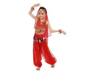 VIYUANH 2 PC Enfant Fille Costume de Danse du Ventre Vêtement Danse Orientale Indienne Danseuse Haut et Jupe Tenus Latine Rumba Samba Carnaval Fête Dancewear