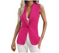 VIYUANH Blazer Sans Manches pour Femme Veste de Costume à Revers Ouvert sur le Devant Couleur Unie Boutons Simples Gilet Classique Business Jacket