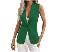 VIYUANH Blazer Sans Manches pour Femme Veste de Costume à Revers Ouvert sur le Devant Couleur Unie Boutons Simples Gilet Classique Business Jacket
