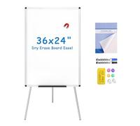 VIZ-PRO Tableau Blanc Magnétique Effaçable sur Pied, 90 x 60 cm, Paperboard | Hauteur Réglable, Avec 1 Bloc 25 Feuilles, 2 Marqueurs, 1 Brosse et 4 Aimants, pour Bureau, École ou Maison