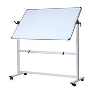 VIZ-PRO Tableau blanc mobile pivotant magnétique double face, cadre en aluminium 110 x 75 cm