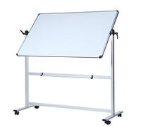 VIZ-PRO Tableau blanc mobile pivotant magnétique double face, cadre en aluminium 150 x 120 cm