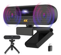 VIZOLINK W8GS 4K Webcam avec 4 Microphone, Réduction du Bruit, Autofocus, 85° View, Correction de la Lumière, Plug & Play, Webcam PC pour Youtube/Facebook/Tiktok/Switch 2/Mac OS/Windows/Linux/Chrome