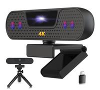 VIZOLINK W8GS 4K Webcam avec Microphone, Autofocus, 85° Grand Angle, Protection de la Vie Privée, Plug and Play, Trépied, pour Mac, Windows, PC, Zoom, Skype, Appels Vidéo et Réunions