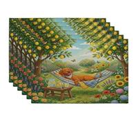 Vizsla Lot de 6 sets de table saisonniers pour maison, salle à manger, fête d'animaux domestiques, 30,5 x 45,7 cm, motif floral citron, décoration de cuisine