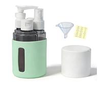 VizWqm Kit de conteneur cosmétique rond rechargeable 4 en 1, anti-fuite et portable, bouteilles de voyage approuvées par la TSA, pots vides pour cosmétiques, lotion, shampooing, vert