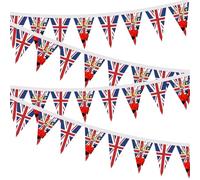 VJ Day Banderole de fanions pour décorations de 80e anniversaire de la VJ Day 2025, drapeaux de 80e anniversaire de 10 m avec 30 drapeaux souvenirs pour 80 ans de victoire en Europe 1945-2025