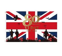 VJ Day Drapeau pour 80e anniversaire de mariage Buntinga VJ Day 2025 VJ Day 80e anniversaire Drapeau 1,5 x 0,9 m (2)