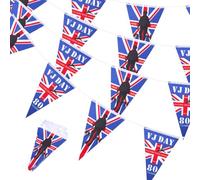 VJ Day Lot de 30 bannières triangulaires en tissu pour 80e anniversaire de mariage 2025 pour le jour du Souvenir, jardin, intérieur ou extérieur, décorations de fête de rue