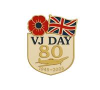 VJ Day Pin's pour 80e anniversaire de mariage 2025 - Décoration pour le jour du Souvenir - Pour ne jamais oublier les vétérans - Broche coquelicot 2025