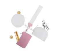 Vjeybv Porte-clés avec dragonne avec portefeuille - Triple pochette porte-monnaie, pochette portable zippée autour du porte-monnaie pour femme, petit porte-monnaie mignon pour adolescente, beige,