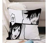 VJIZLOQB Housses de Coussin Court Peluche Carré Taie d'oreiller pour Sofa Canapé Chambre Chaise Domicile Décor,Bande dessinée Japonaise typique avec Un Combat Entre Un garçon et Une Fille,45x45cm