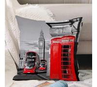VJIZLOQB Housses de Coussin Court Peluche Carré Taie d'oreiller pour Sofa Canapé Chambre Chaise Domicile Décor,Cabine téléphonique londonienne dans la Rue. Icône culturelle Locale traditi,40x40cm