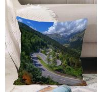 VJIZLOQB Housses de Coussin Court Peluche Carré Taie d'oreiller pour Sofa Canapé Chambre Chaise Domicile Décor,Vue extérieure et Naturelle du col de Maloja. Alpes Suisse Europe Montagnes,40x40cm