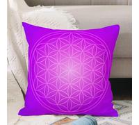 VJIZLOQB Housses de Coussin Court Peluche Carré Taie d'oreiller pour Sofa Canapé Chambre Chaise Domicile Décor,Fleur de Vie aux Tons psychédéliques vibrants Love Soul Kitsch Artisti,40x40cm