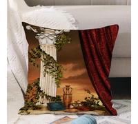 VJIZLOQB Housses de Coussin Court Peluche Carré Taie d'oreiller pour Sofa Canapé Chambre Chaise Domicile Décor,arrière-Plan ou Cadre d'ordre ionique,40x40cm