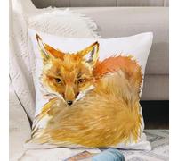 VJIZLOQB Housses de Coussin Court Peluche Carré Taie d'oreiller pour Sofa Canapé Chambre Chaise Domicile Décor,Renard. Illustration Aquarelle d'un Animal de la forêt,40x40cm