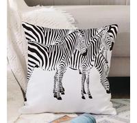 VJIZLOQB Housses de Coussin Court Peluche Carré Taie d'oreiller pour Sofa Canapé Chambre Chaise Domicile Décor,Ensemble de zèbres. Collection de zèbres Sauvages dans diverses Postures. Il,40x40cm
