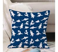 VJIZLOQB Housses de Coussin Court Peluche Carré Taie d'oreiller pour Sofa Canapé Chambre Chaise Domicile Décor,Requin, Tapis, Motif Requin avec Divers gestes, Humour de Danger, Design nau,40x40cm