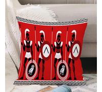 VJIZLOQB Housses de Coussin Court Peluche Carré Taie d'oreiller pour Sofa Canapé Chambre Chaise Domicile Décor,Modèle sans Couture avec des Guerriers grecs Antiques,50x50cm