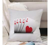 VJIZLOQB Housses de Coussin Court Peluche Carré Taie d'oreiller pour Sofa Canapé Chambre Chaise Domicile Décor,Cartes à Jouer Royal Flush, Main de Poker sur Fond Blanc.,40x40cm