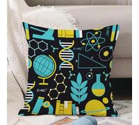 VJIZLOQB Housses de Coussin Court Peluche Carré Taie d'oreiller pour Sofa Canapé Chambre Chaise Domicile Décor,Cours de Sciences sur Le thème Biologie Chimie et Physique Protons Neutrons,40x40cm