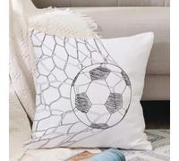VJIZLOQB Housses de Coussin Court Peluche Carré Taie d'oreiller pour Sofa Canapé Chambre Chaise Domicile Décor,Football Football dans Le But Net Vector Sketch Up EPS 10.,50x50cm