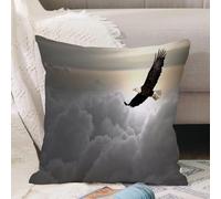 VJIZLOQB Housses de Coussin Court Peluche Carré Taie d'oreiller pour Sofa Canapé Chambre Chaise Domicile Décor,Aigle, créature majestueuse Volant au-Dessus des Nuages. Liberté. Démocratie,40x40cm