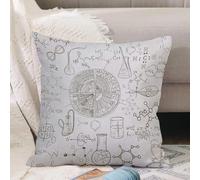 VJIZLOQB Housses de Coussin Court Peluche Carré Taie d'oreiller pour Sofa Canapé Chambre Chaise Domicile Décor,Formules Chimiques Scolaires. Cahier d'école. Fond de formules manuscrites.,45x45cm