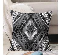 VJIZLOQB Housses de Coussin Court Peluche Carré Taie d'oreiller pour Sofa Canapé Chambre Chaise Domicile Décor,La Tour Eiffel Vue d'en Bas Paris France,50x50cm