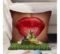 VJIZLOQB Housses de Coussin Court Peluche Carré Taie d'oreiller pour Sofa Canapé Chambre Chaise Domicile Décor,Concept de Love Match et de Recherche du Prince Charmant ou de M. Right, COM,40x40cm