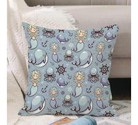 VJIZLOQB Housses de Coussin Court Peluche Carré Taie d'oreiller pour Sofa Canapé Chambre Chaise Domicile Décor,Modèle avec Une Jolie sirène et Une Baleine Amusante,40x40cm