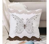 VJIZLOQB Housses de Coussin Court Peluche Carré Taie d'oreiller pour Sofa Canapé Chambre Chaise Domicile Décor,Motif Floral sans Couture avec Un Grand Papillon Marron Vintage et des Fleur,40x40cm