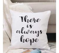VJIZLOQB Housses de Coussin Court Peluche Carré Taie d'oreiller pour Sofa Canapé Chambre Chaise Domicile Décor,il y a Toujours de l'espoir Illustration de Style Lettrage à la Main inspira,50x50cm