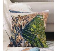 VJIZLOQB Housses de Coussin Court Peluche Carré Taie d'oreiller pour Sofa Canapé Chambre Chaise Domicile Décor,Vue aérienne de Manhattan New York regardant vers Le Nord jusqu'à Central Pa,40x40cm