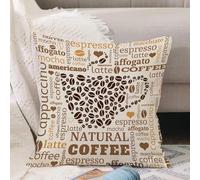 VJIZLOQB Housses de Coussin Court Peluche Carré Taie d'oreiller pour Sofa Canapé Chambre Chaise Domicile Décor,Cappuccino au Lait Moderne Affogato Natural avec Grains de café en Forme de,40x40cm