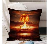 VJIZLOQB Housses de Coussin Court Peluche Carré Taie d'oreiller pour Sofa Canapé Chambre Chaise Domicile Décor,Puissante Explosion d'une Bombe nucléaire dans l'océan. Guerre nucléaire. Un,40x40cm