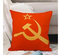 VJIZLOQB Housses de Coussin Court Peluche Carré Taie d'oreiller pour Sofa Canapé Chambre Chaise Domicile Décor,Drapeau déchiré de l'Union soviétique Flottant sur Un Poteau métallique. Dra,50x50cm