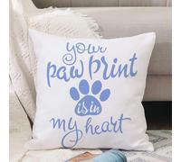 VJIZLOQB Housses de Coussin Court Peluche Carré Taie d'oreiller pour Sofa Canapé Chambre Chaise Domicile Décor,Citation, Concept Amoureux des Animaux Votre Empreinte de Patte est dans Mon,50x50cm