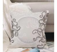 VJIZLOQB Housses de Coussin Court Peluche Carré Taie d'oreiller pour Sofa Canapé Chambre Chaise Domicile Décor,Croquis dessiné à la Main d'une Pieuvre monstrueuse. Bordure de palpeurs. Il,40x40cm