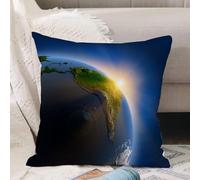 VJIZLOQB Housses de Coussin Court Peluche Carré Taie d'oreiller pour Sofa Canapé Chambre Chaise Domicile Décor,Terre Lumineuse Éléments de Cette Image fournis par la NASA,40x40cm