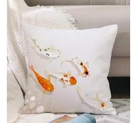 VJIZLOQB Housses de Coussin Court Peluche Carré Taie d'oreiller pour Sofa Canapé Chambre Chaise Domicile Décor,Famille Koi. Cinq carpes Koi sacrées japonaises Flottant Quelque Part,40x40cm