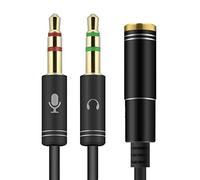 VJK Jack Audio Câble 3.5mm Adaptateur Audio CâbleMâle vers Double Sorties /2 Mâle vers Femellepour Casque Micro Audio Y câble de Smartphone à Adaptateur PC Noir (2 Mâle vers Femelle)