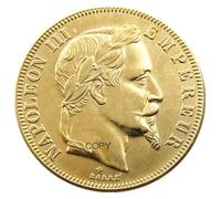 VJKFSWG Pièce commémorative France 1865 Napoléon III Plaqué Or Copie de pièce Décor Pièce de Collection