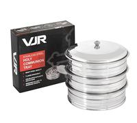 VJR Plateau de Communion chrétienne avec Couvercle - Lot de 3 en Acier Inoxydable argenté | Fournitures de Communion | Articles de Communion | Ensemble de Plateaux pour Servir